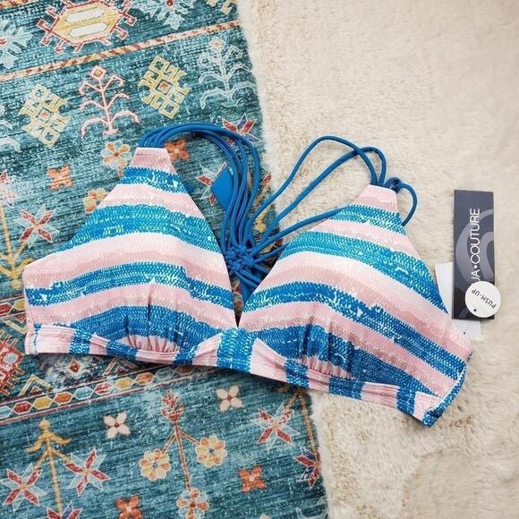 Other - Aqua Couture Push Up Blue Pink Top XL BNWT